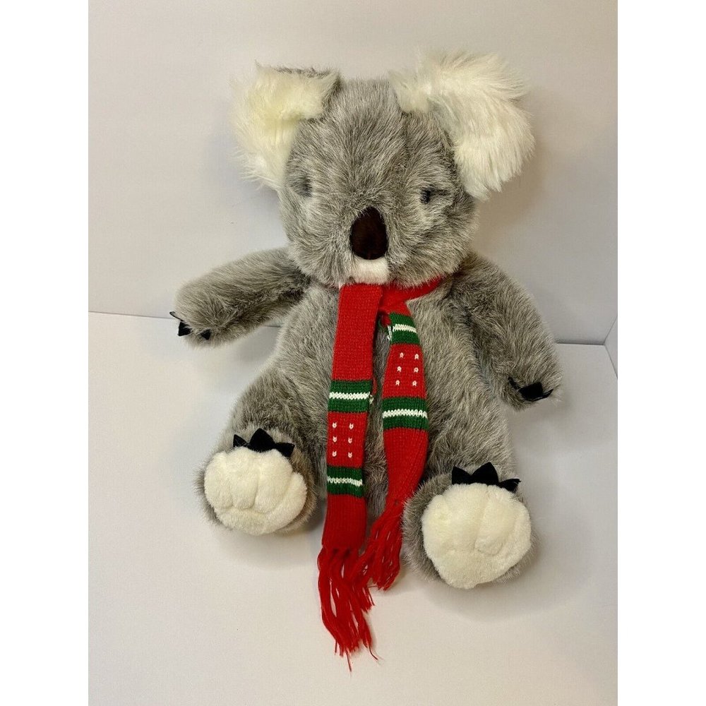 Animal Toys Brand 1988 Koala 14” Plush Stuffed‎  Holiday Christmas Scarf Vintage